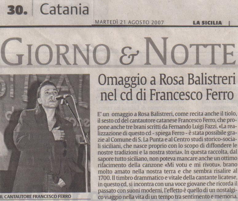 recensione del CD Omaggio a Rosa Balistreri